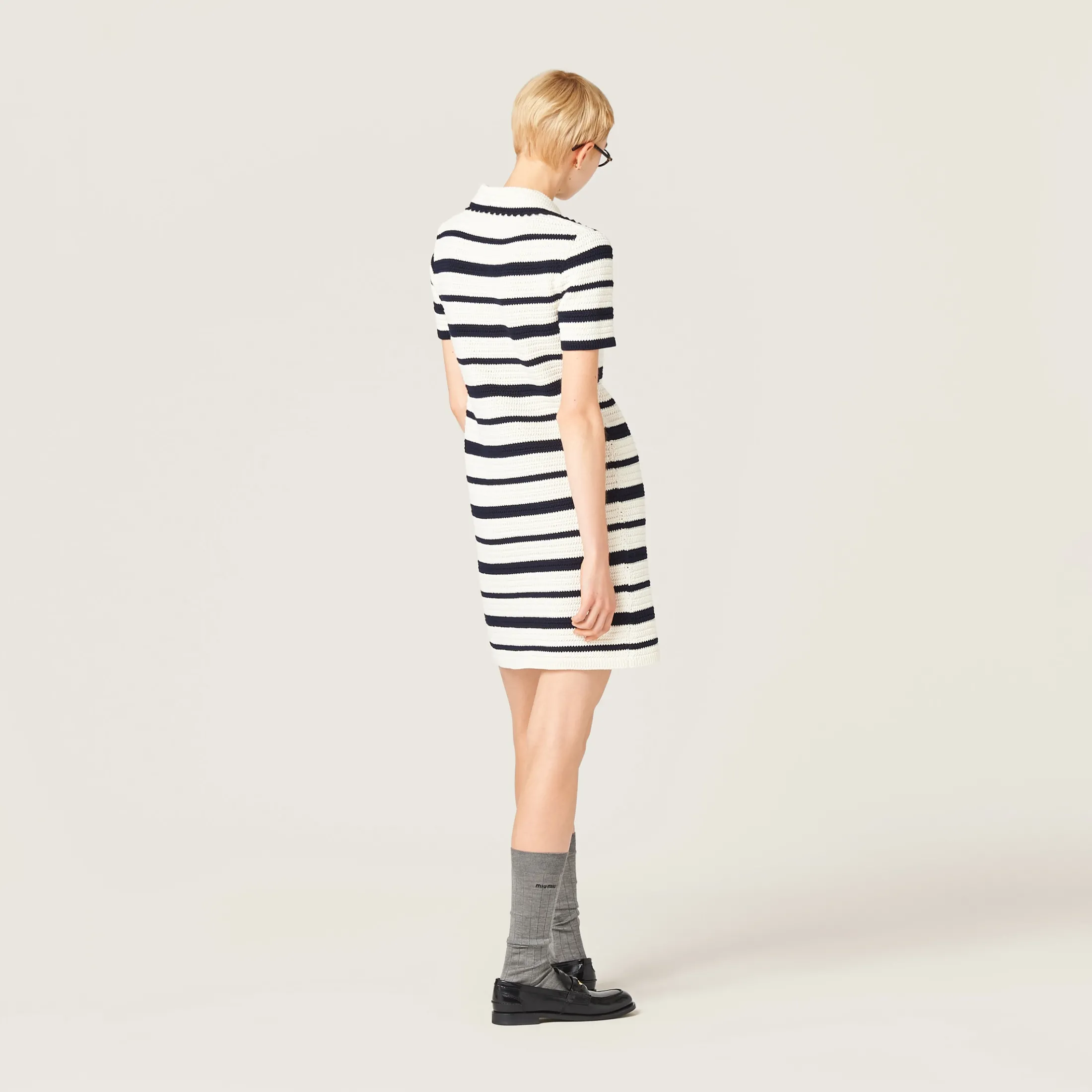 White/blue Cotton Polo Dress | Miu Miu