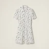 White/blue Crepe De Chine Floral Print Dress | Miu Miu