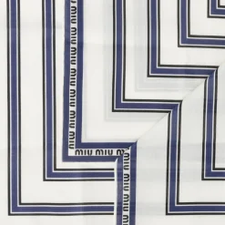 White/blue Printed Poplin Scarf | Miu Miu