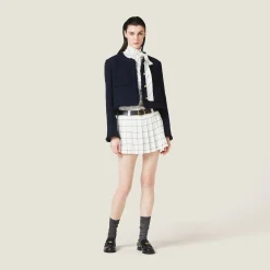 White/blue Striped Sablé Miniskirt | Miu Miu