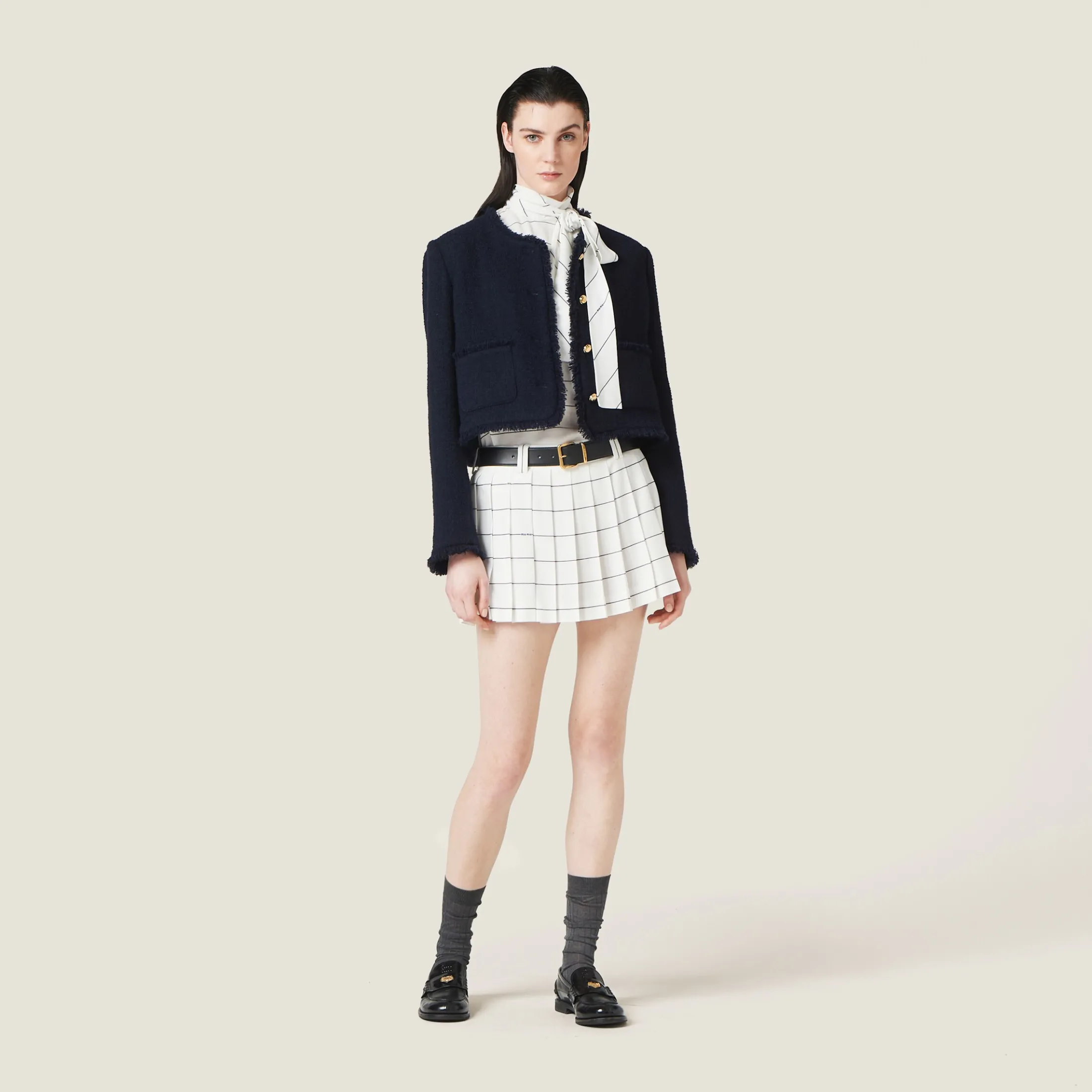 White/blue Striped Sablé Miniskirt | Miu Miu