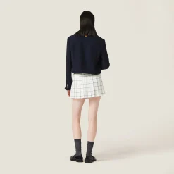 White/blue Striped Sablé Miniskirt | Miu Miu