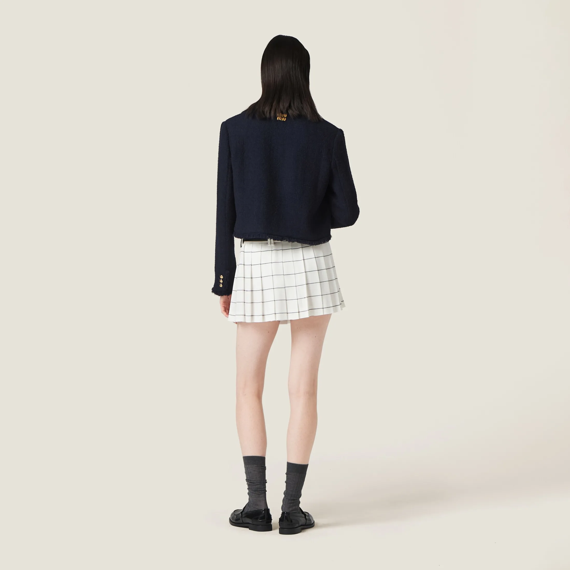 White/blue Striped Sablé Miniskirt | Miu Miu