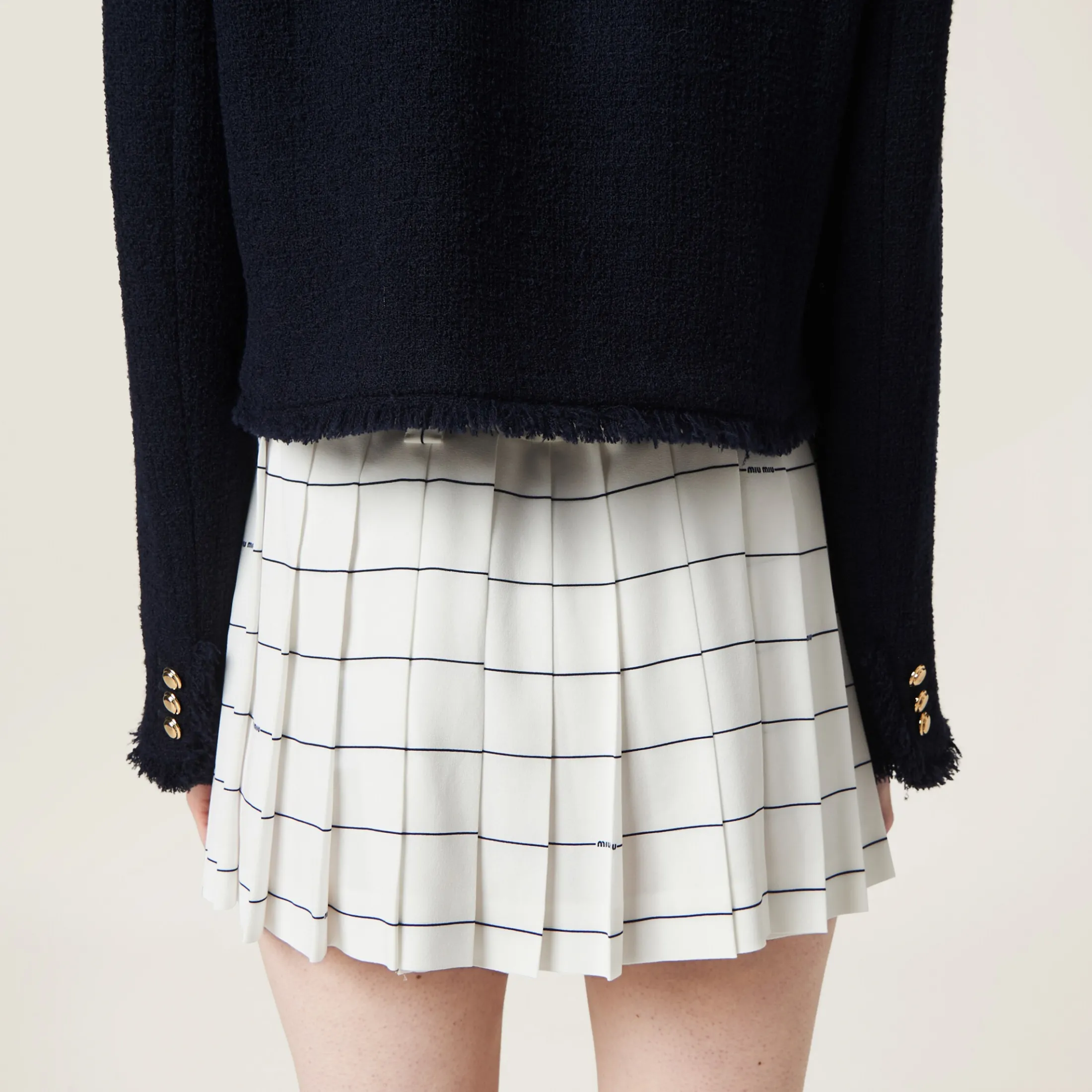 White/blue Striped Sablé Miniskirt | Miu Miu
