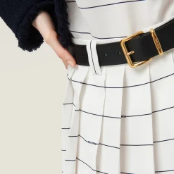 White/blue Striped Sablé Miniskirt | Miu Miu