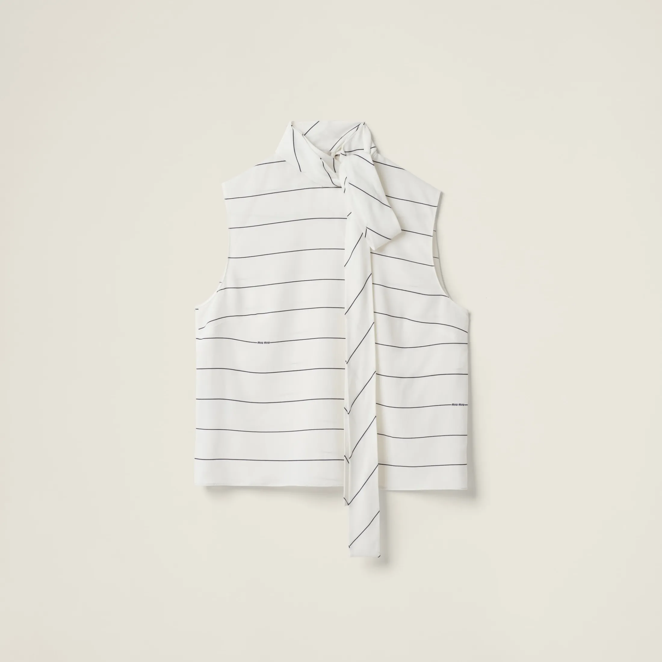 White/blue Striped Sablé Top | Miu Miu