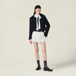 White/blue Striped Sablé Top | Miu Miu