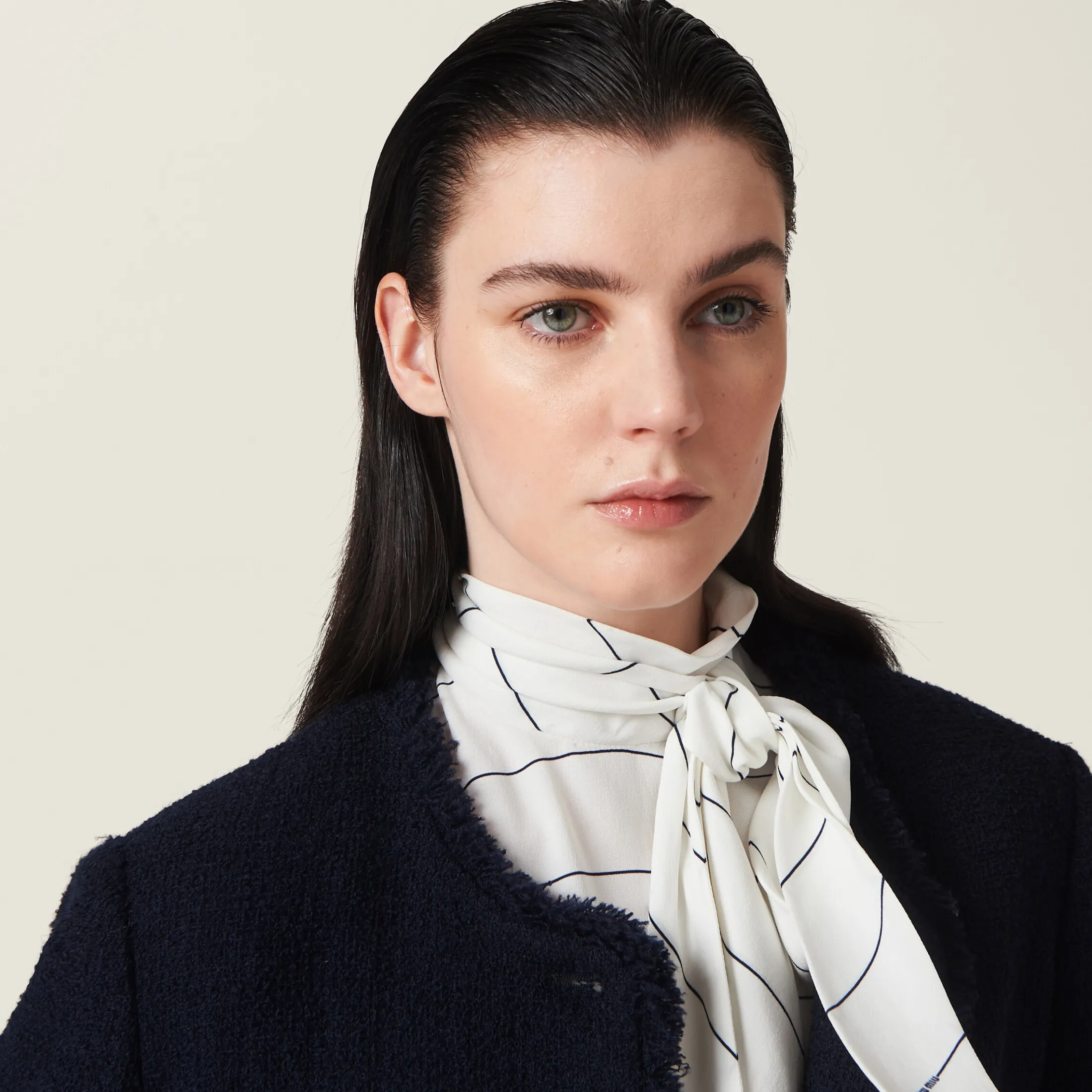 White/blue Striped Sablé Top | Miu Miu