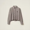 White/cocoa Brown Gingham Check Poplin Shirt | Miu Miu