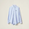 White/light Blue Gingham Check Poplin Shirt | Miu Miu