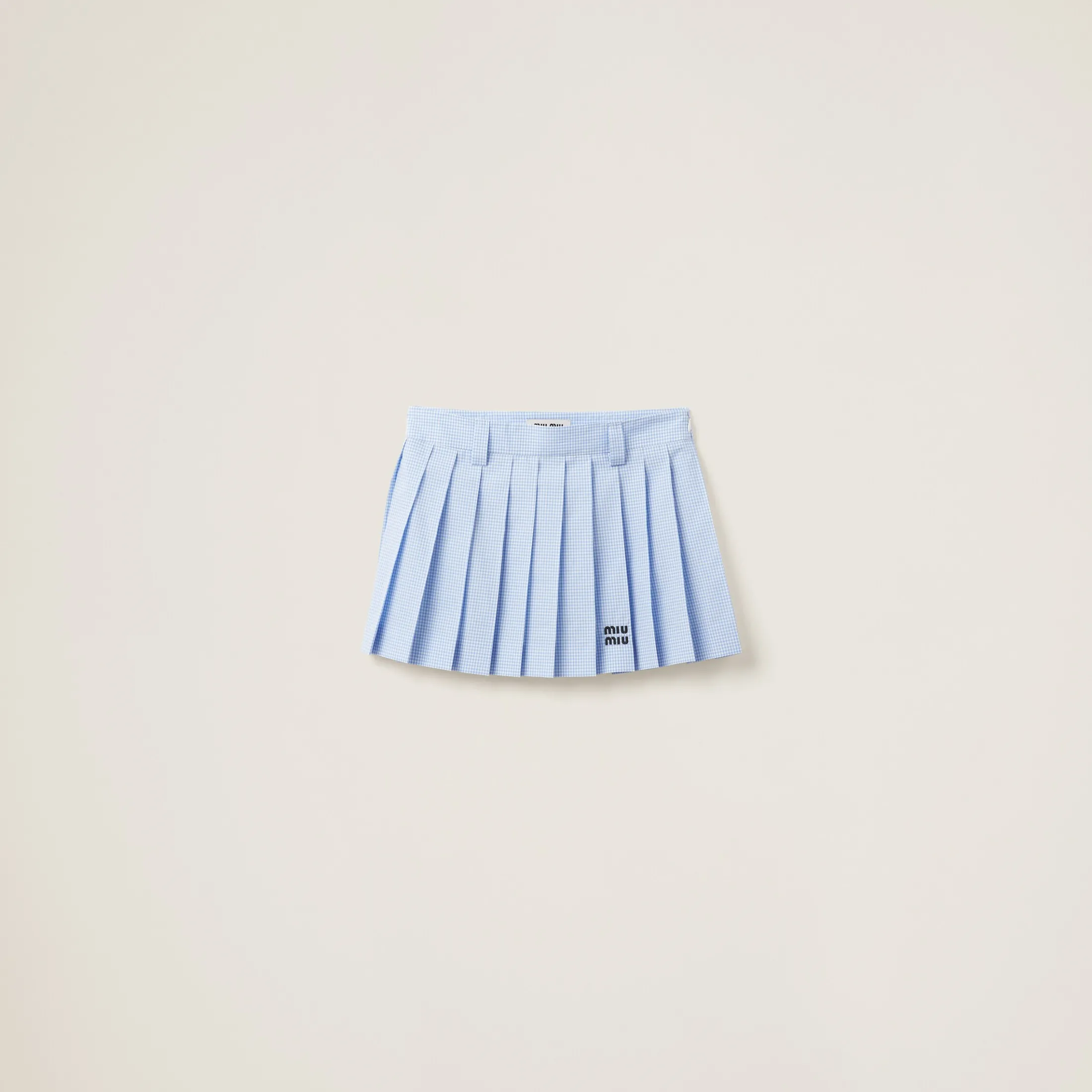 White/light Blue Gingham Check Skirt | Miu Miu