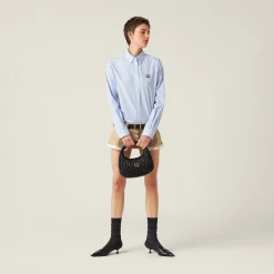 White/light Blue Gingham Check Poplin Shirt | Miu Miu