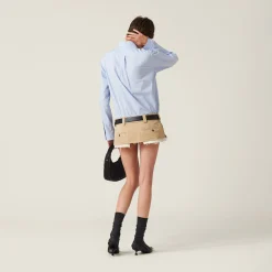 White/light Blue Gingham Check Poplin Shirt | Miu Miu