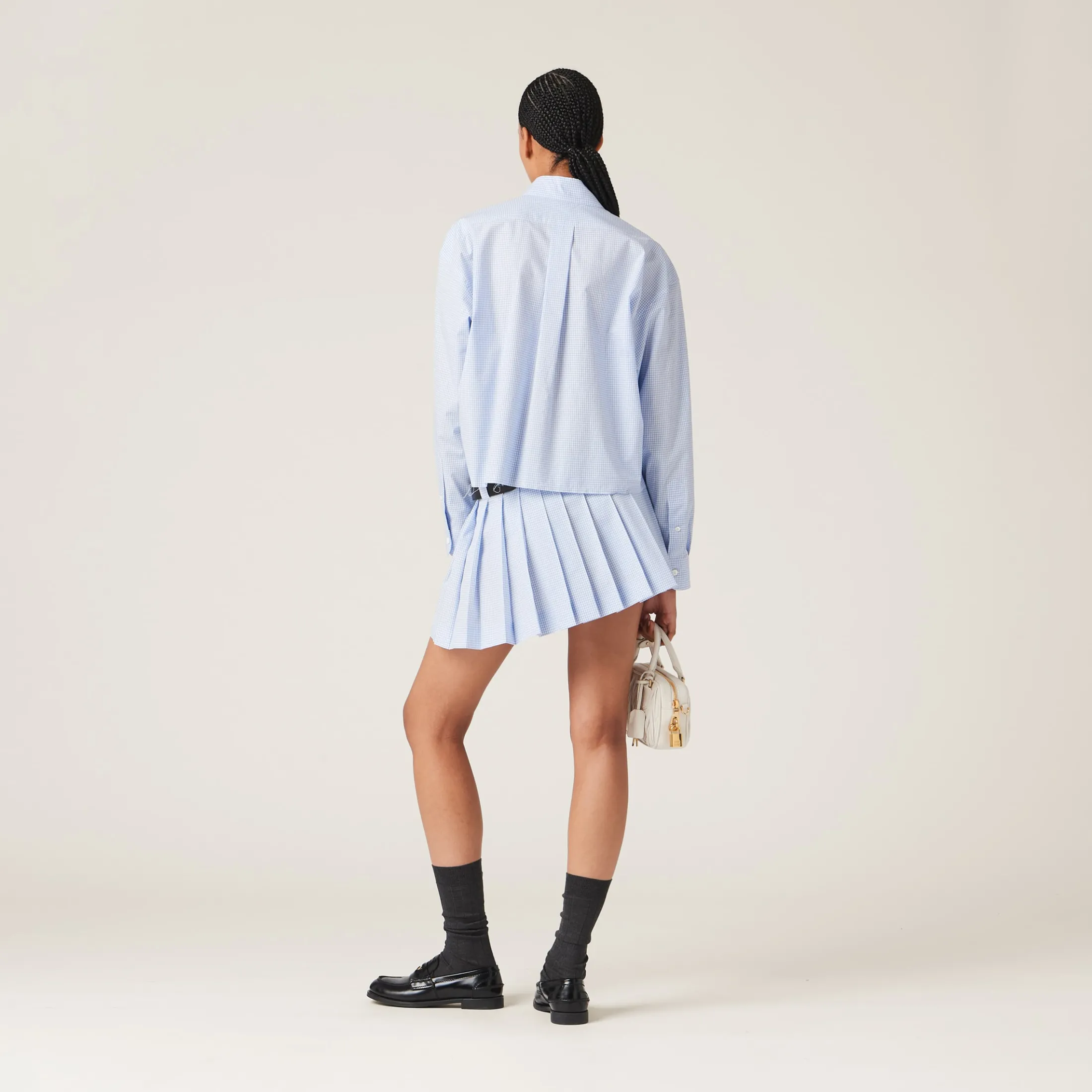 White/light Blue Gingham Check Skirt | Miu Miu