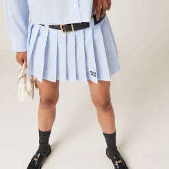 White/light Blue Gingham Check Skirt | Miu Miu