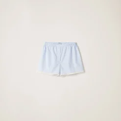 White/light Blue Poplin Boxer Shorts | Miu Miu