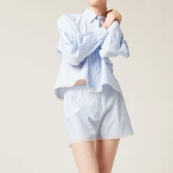 White/light Blue Poplin Boxer Shorts | Miu Miu