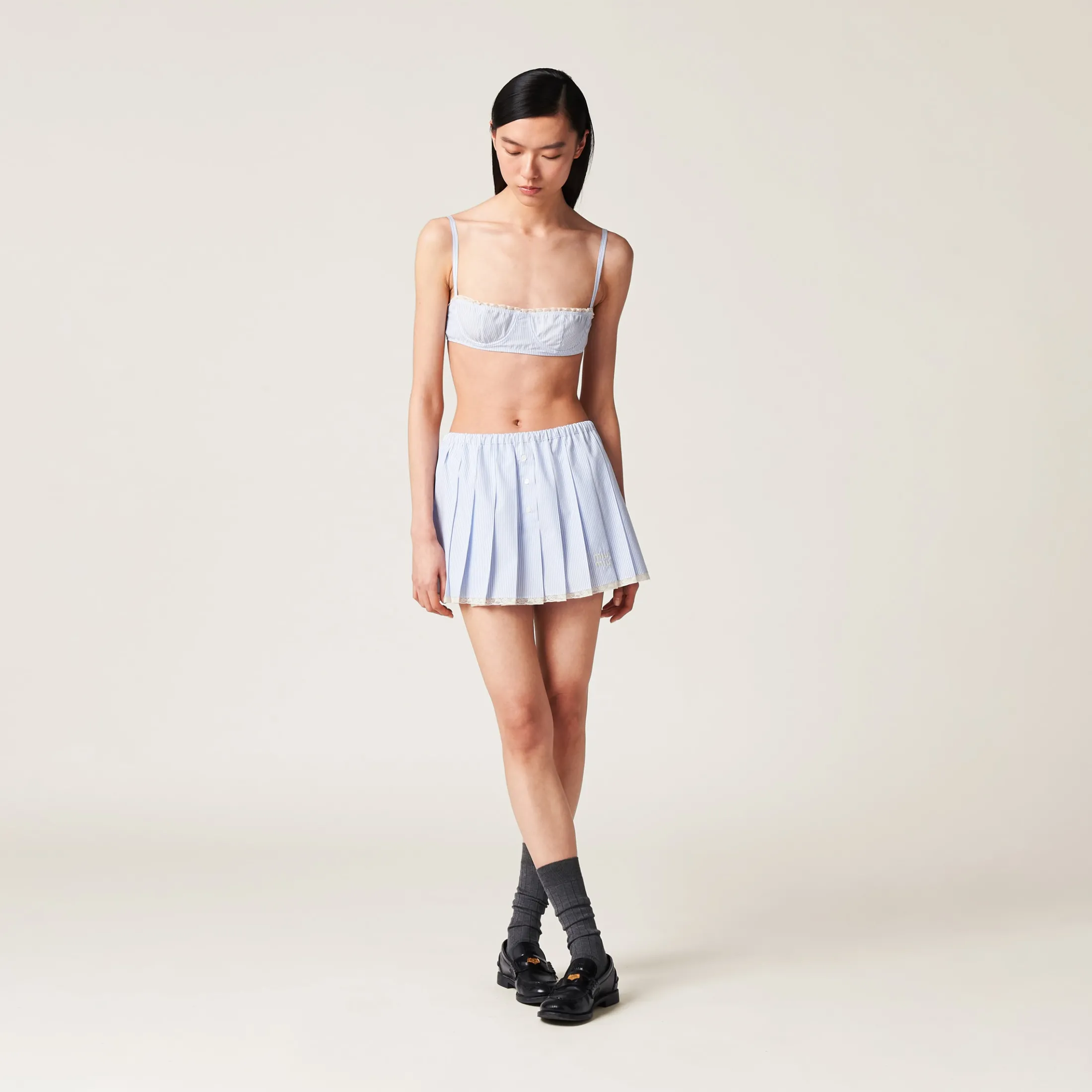 White/light Blue Poplin Bra | Miu Miu
