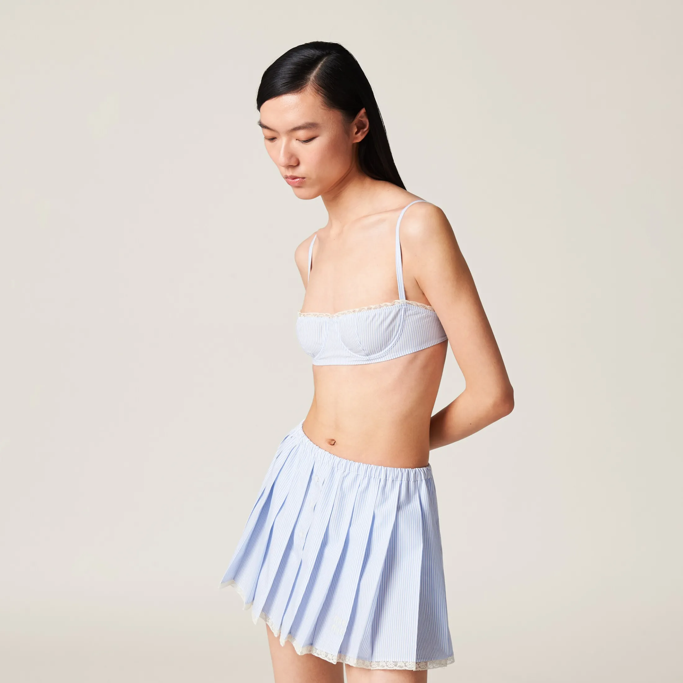 White/light Blue Poplin Bra | Miu Miu