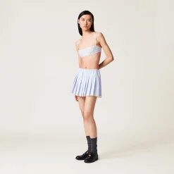 White/light Blue Poplin Miniskirt | Miu Miu