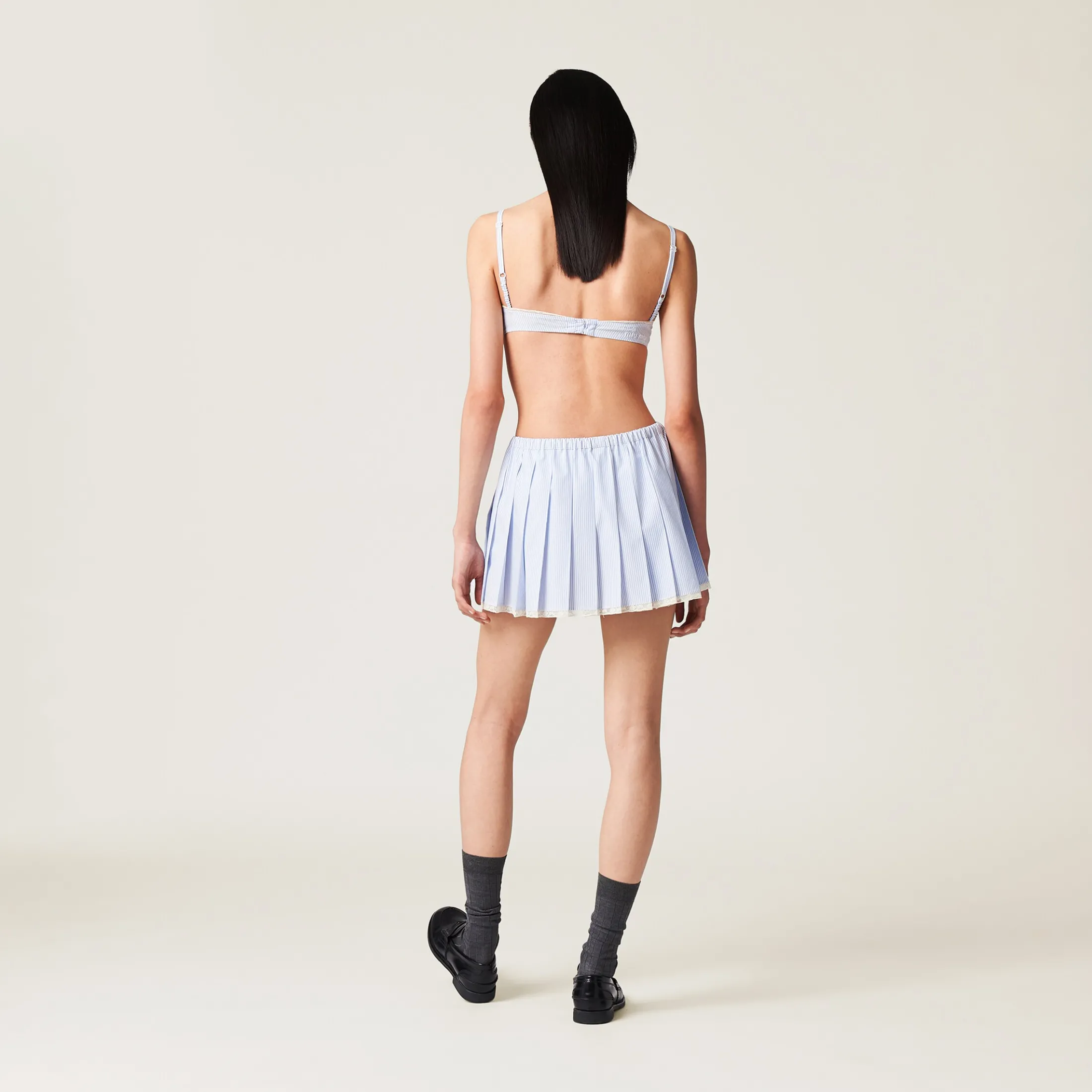 White/light Blue Poplin Miniskirt | Miu Miu