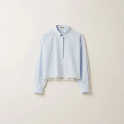 White/light Blue Poplin Shirt | Miu Miu