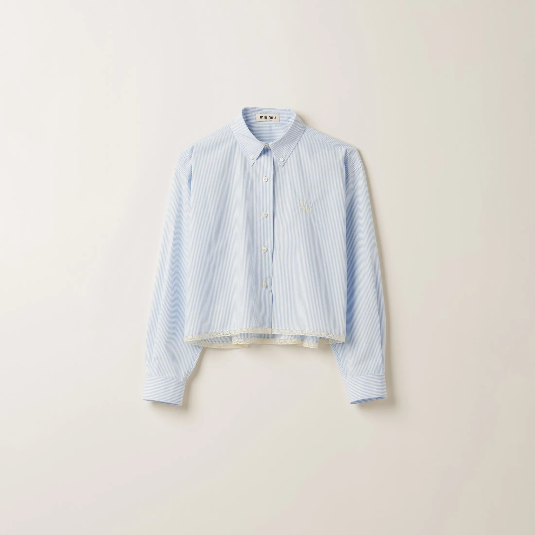 White/light Blue Poplin Shirt | Miu Miu