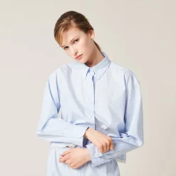 White/light Blue Poplin Shirt | Miu Miu