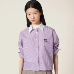 White/mauve Striped Shirt | Miu Miu