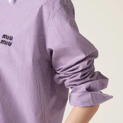 White/mauve Striped Shirt | Miu Miu