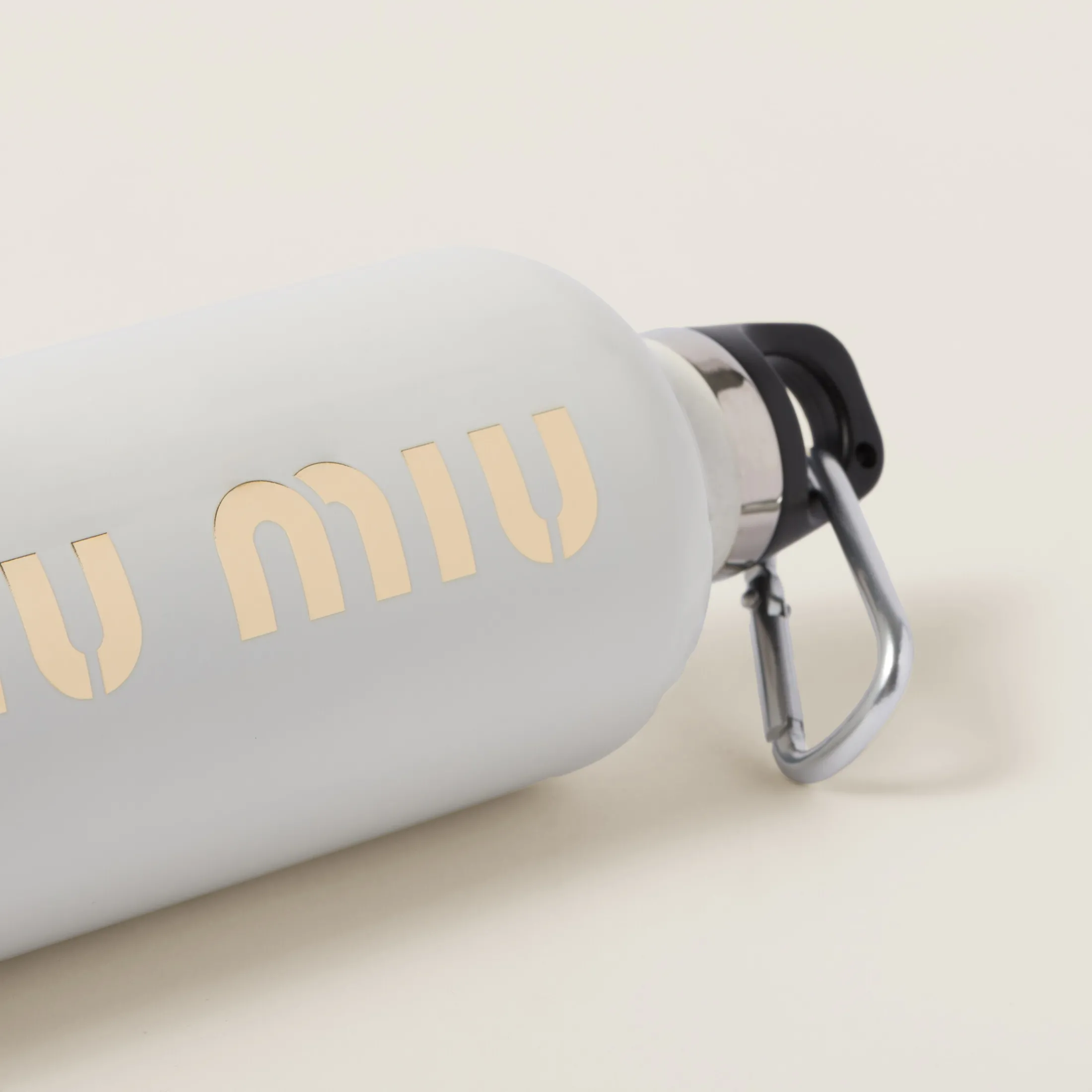 White/platinum Stainless Steel Water Bottle, 500 Ml | Miu Miu