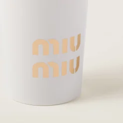 White/platinum Stainless Steel Thermal Cup, 450 Ml | Miu Miu