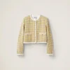 White/yellow Single-breasted Boucle Jacket | Miu Miu