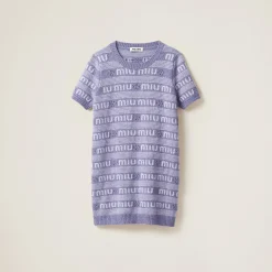 Wisteria Wool And Cashmere Dress With Logo | Miu Miu
