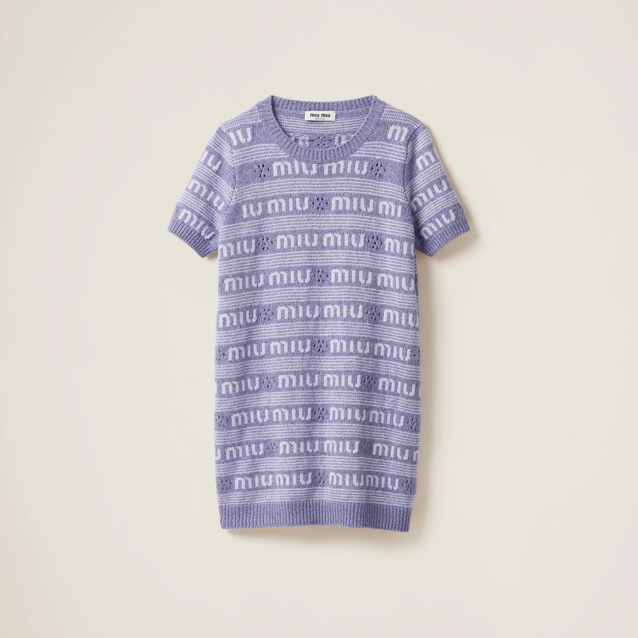 Wisteria Wool And Cashmere Dress With Logo | Miu Miu