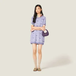 Wisteria Wool And Cashmere Dress With Logo | Miu Miu