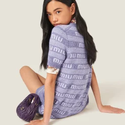 Wisteria Wool And Cashmere Dress With Logo | Miu Miu