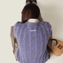 Wisteria Wool And Cashmere Knit Cardigan | Miu Miu