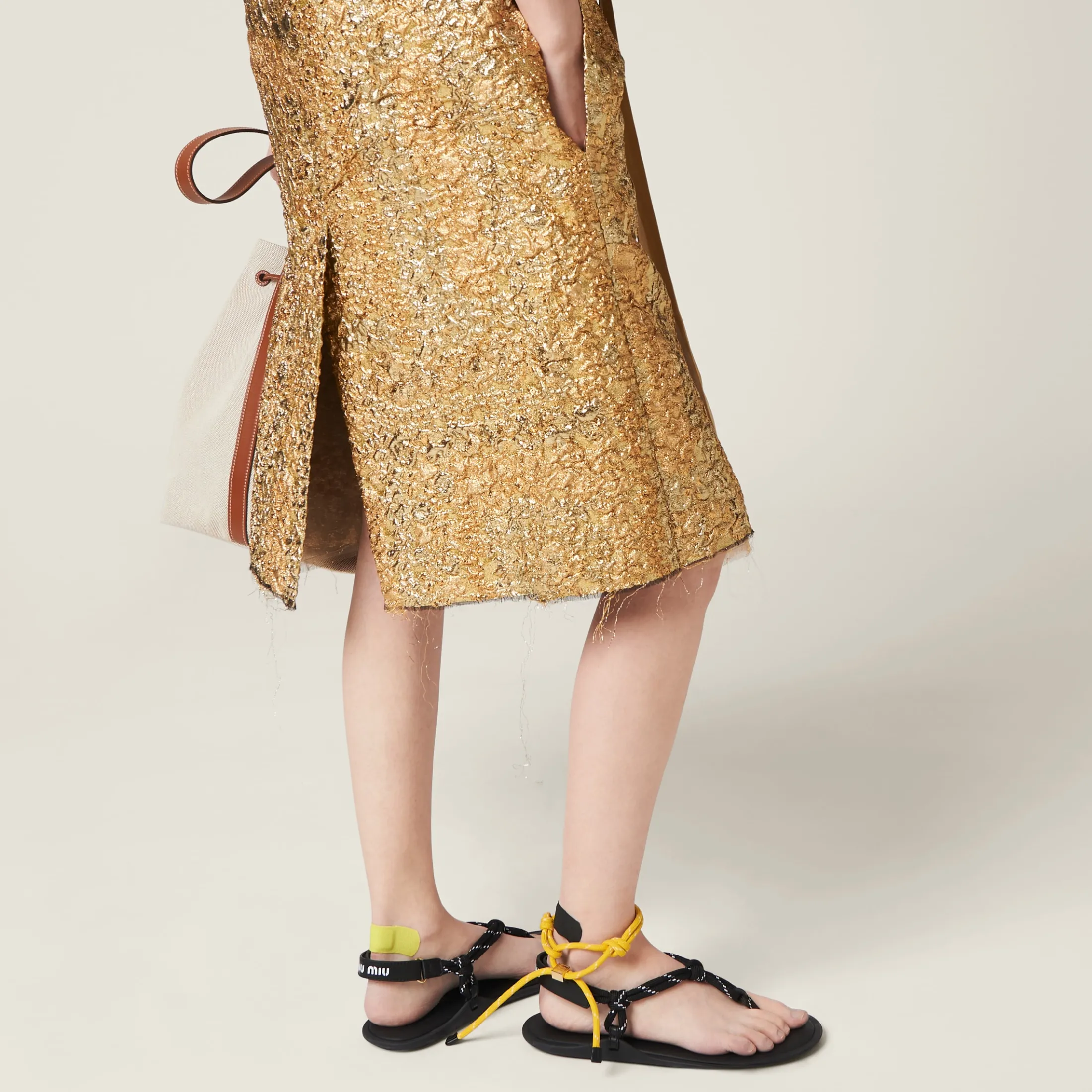 Yellow Cord And Nylon Bracelet | Miu Miu