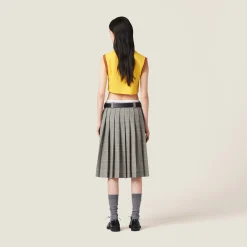 Yellow+tobacco Cotton Jersey Top With Embroidered Logo | Miu Miu